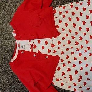 Preloved 😍 2 Piece Hudson Baby Red & White Dress with Hearts size 3T
